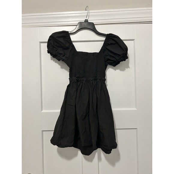 Princess Polly Women’s Short Mini Dress Black Open Back Tie Back Size 4 Smocked - Picture 1 of 6